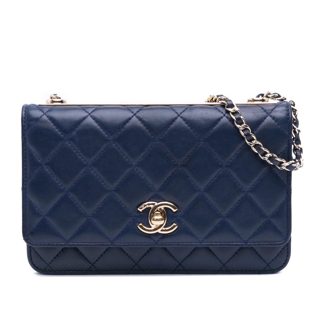 Chanel B Chanel Blue Navy Lambskin Leather Leather Lambskin Trendy CC Wallet On Chain Italy