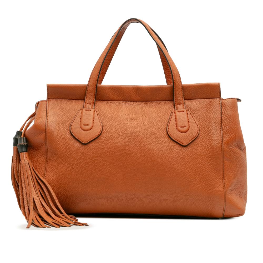 Gucci B Gucci Orange Calf Leather Lady Tassel Top Handle Bag Italy