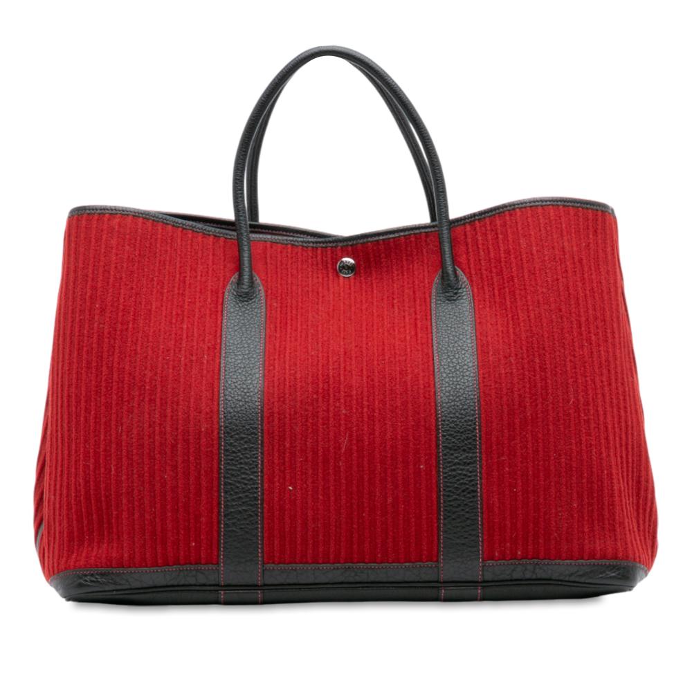 Hermès AB Hermès Red with Black Wool Fabric Ribbed and Negonda Garden Party Voyage 49 France
