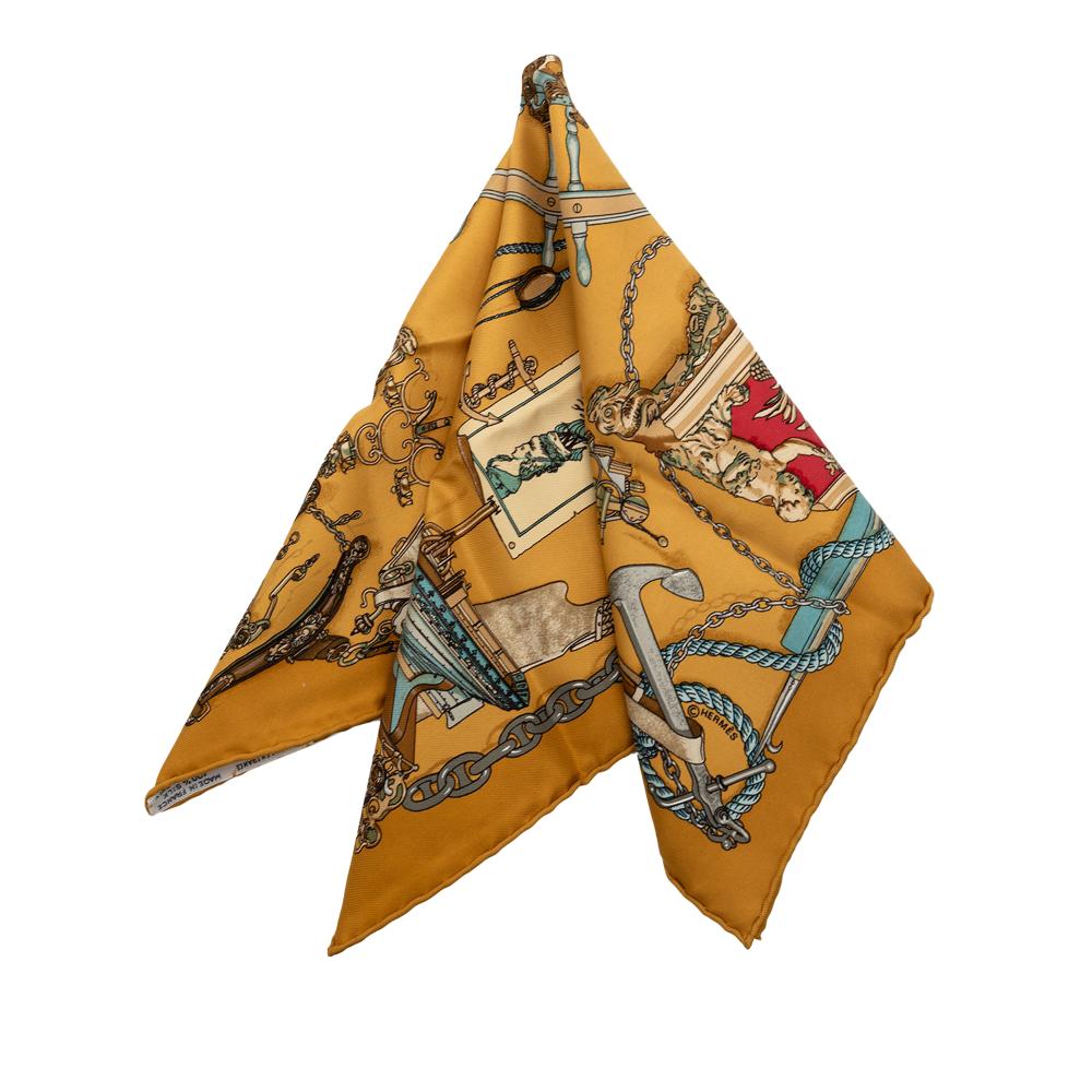 Hermès A Hermès Brown Camel with Multi Silk Fabric Musee Handkerchief France