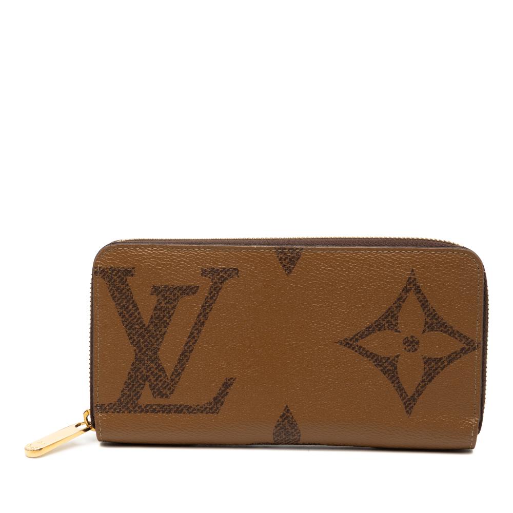 Louis Vuitton B Louis Vuitton Brown Monogram Canvas Fabric Monogram Giant Reverse Zippy Long Wallet Spain