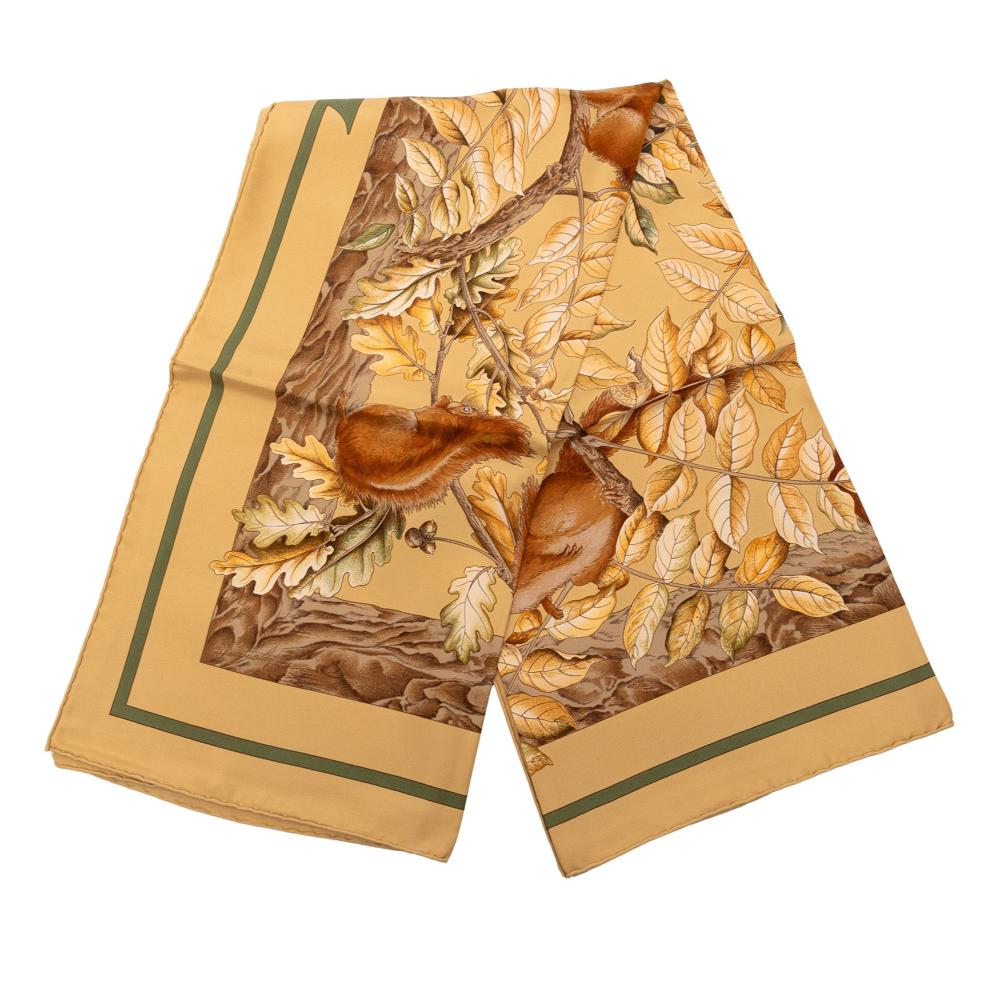 Hermès AB Hermès Brown Light Brown Silk Fabric Casse Noisette Scarf 90 France