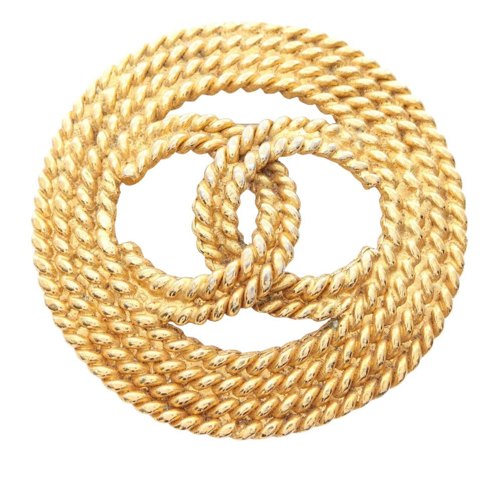 Chanel B Chanel Gold Gold Plated Metal CC Rope Brooch France
