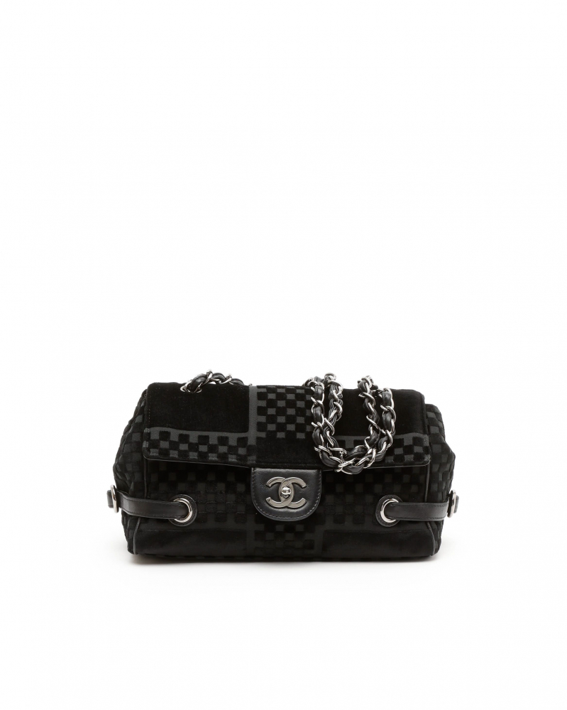 Chanel CC Check Velvet Single Flap Bag
