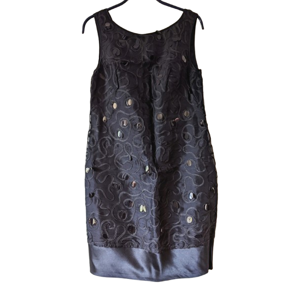 Marchesa Schwarzes Seidenkleid 36