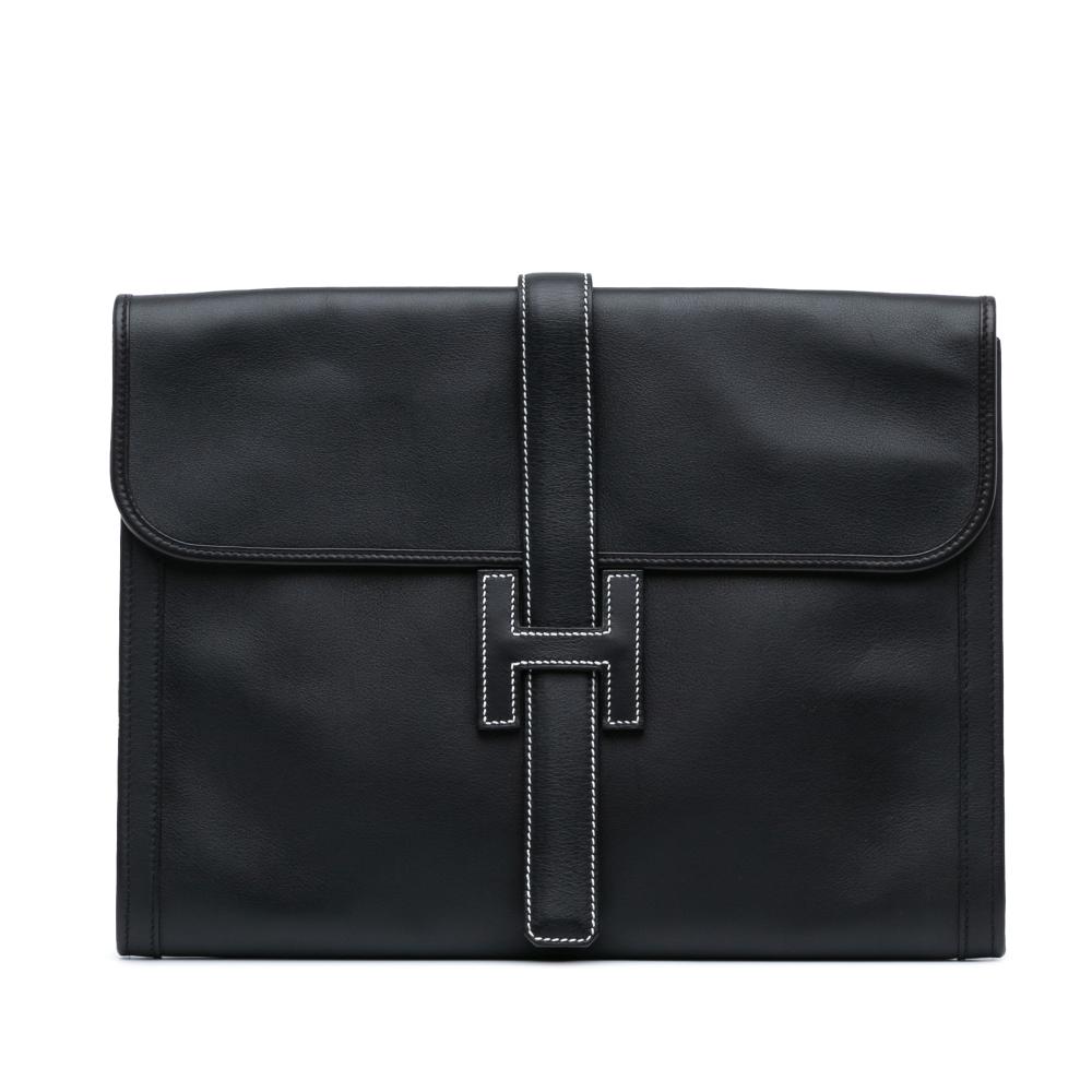 Hermès B Hermès Black Calf Leather Swift Jige GM France