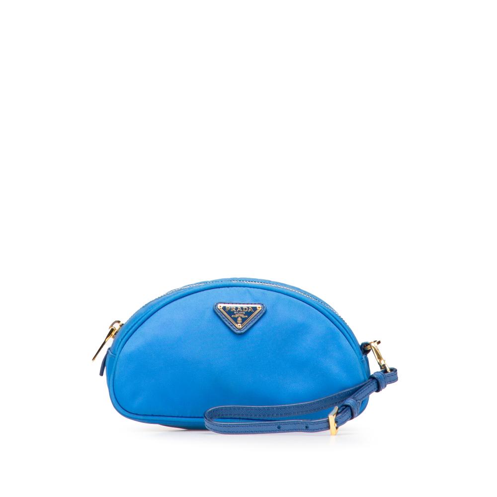 Prada B Prada Blue Nylon Fabric Tessuto Pouch Italy