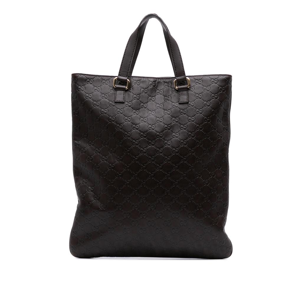 Gucci B Gucci Brown Dark Brown Calf Leather Guccissima Tote Italy