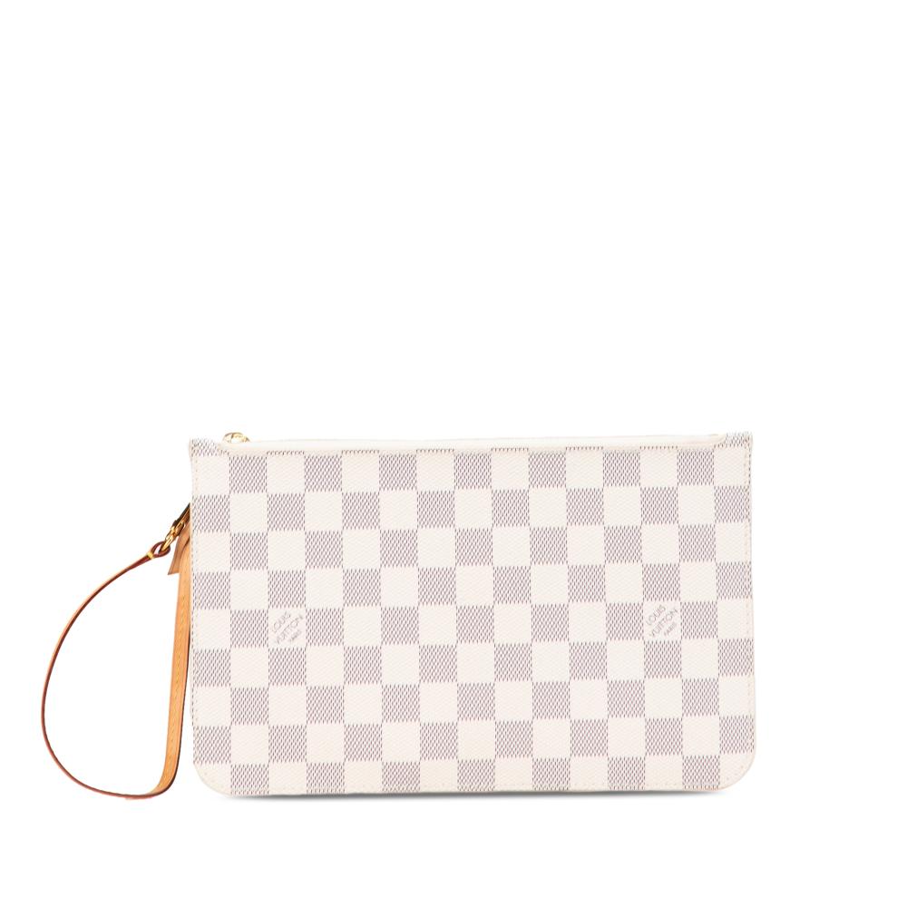 Louis Vuitton B Louis Vuitton White Damier Canvas Canvas Damier Azur Neverfull Pouch MM France