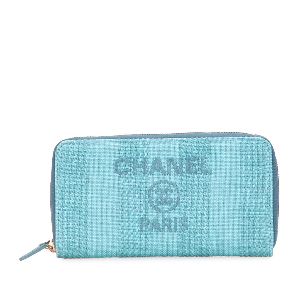 Chanel AB Chanel Blue Tweed Fabric Deauville Continental Wallet Italy
