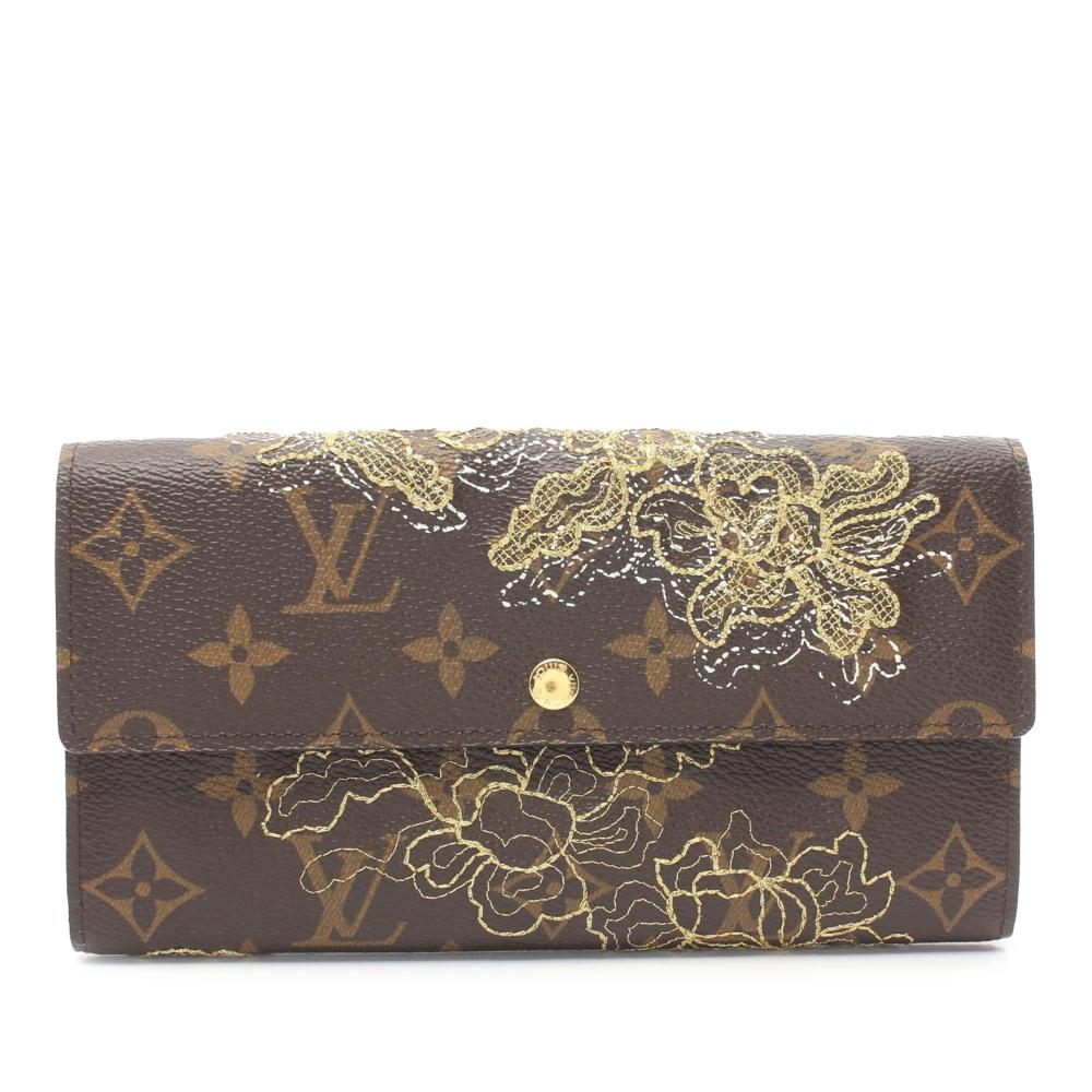Louis Vuitton AB Louis Vuitton Brown Monogram Canvas Canvas Monogram Dentelle Sarah Long Wallet France