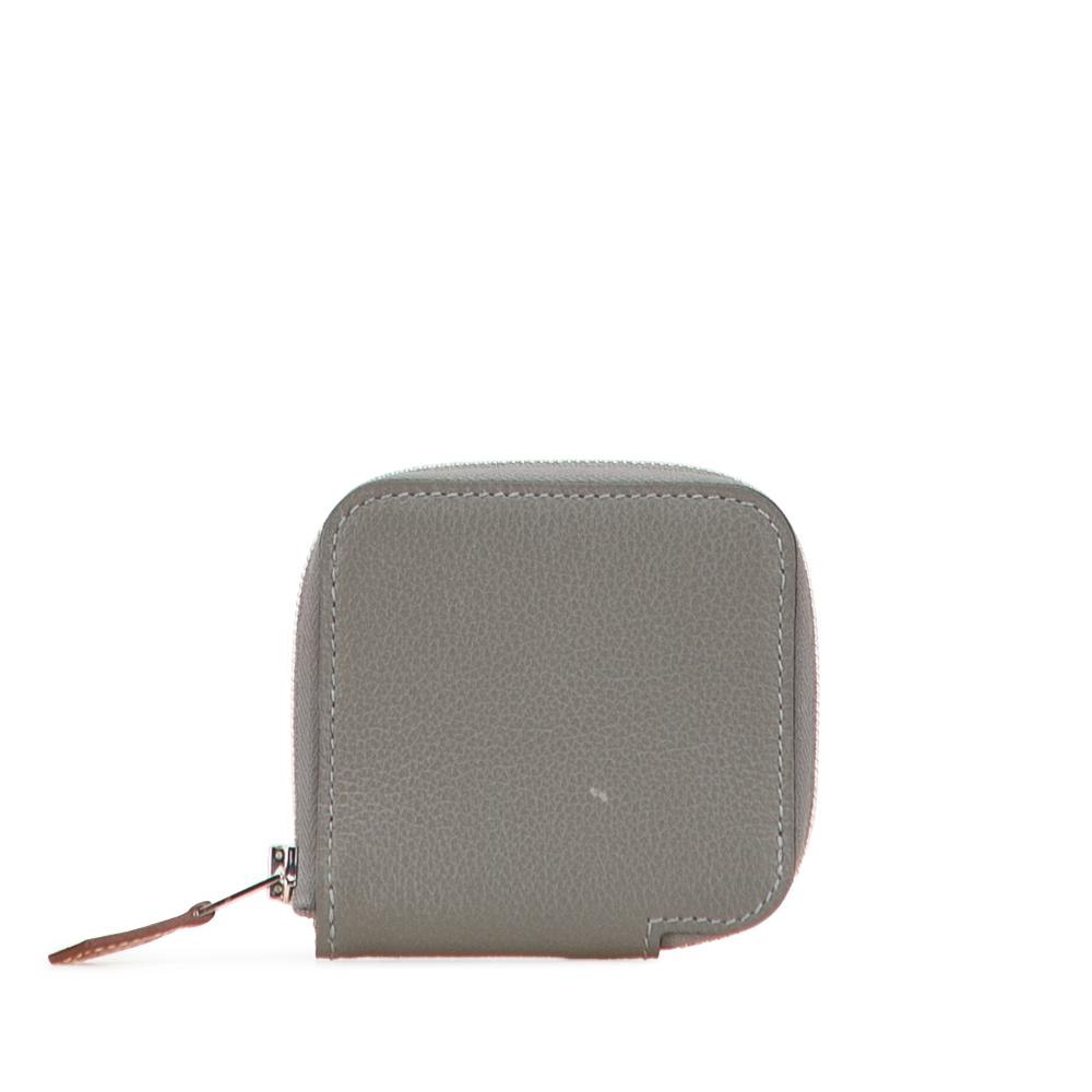 Hermès AB Hermès Gray Calf Leather Mini Epsom Azap Silk In Coin Purse France
