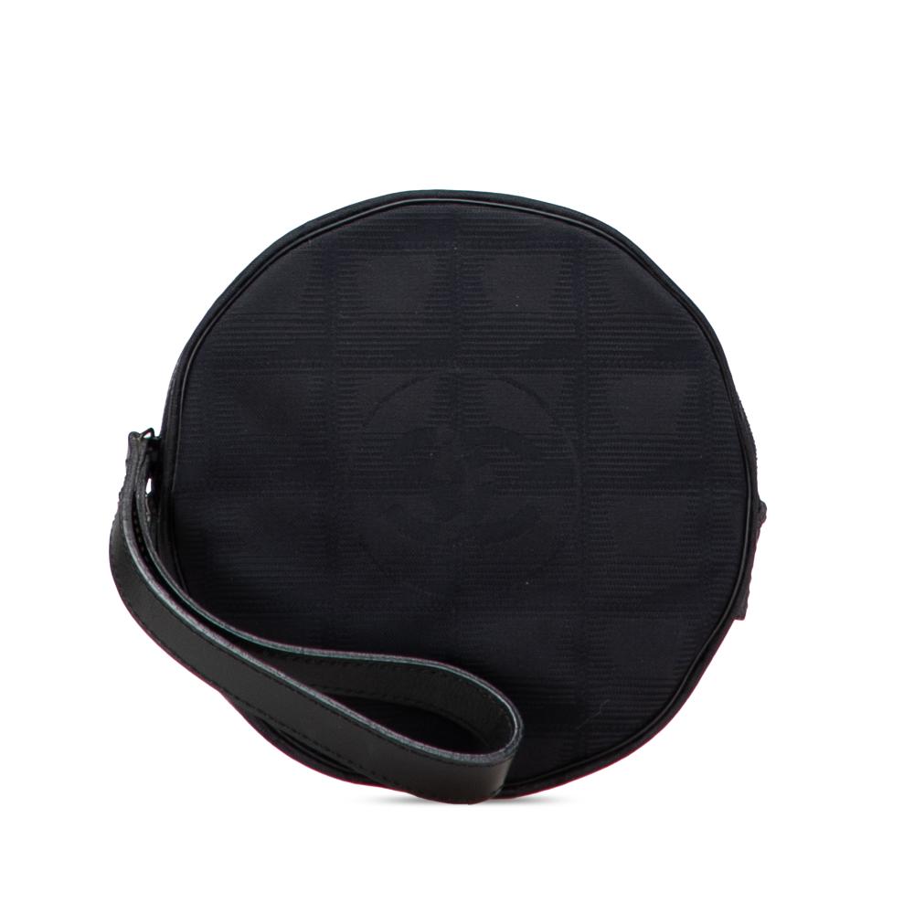 Chanel B Chanel Black Nylon Fabric New Travel Line Round Pouch Italy