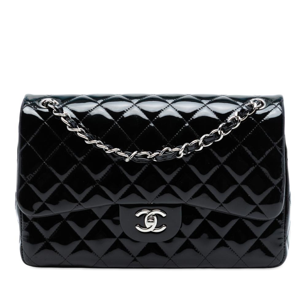 Chanel AB Chanel Black Patent Leather Leather Jumbo Classic Patent Double Flap Italy