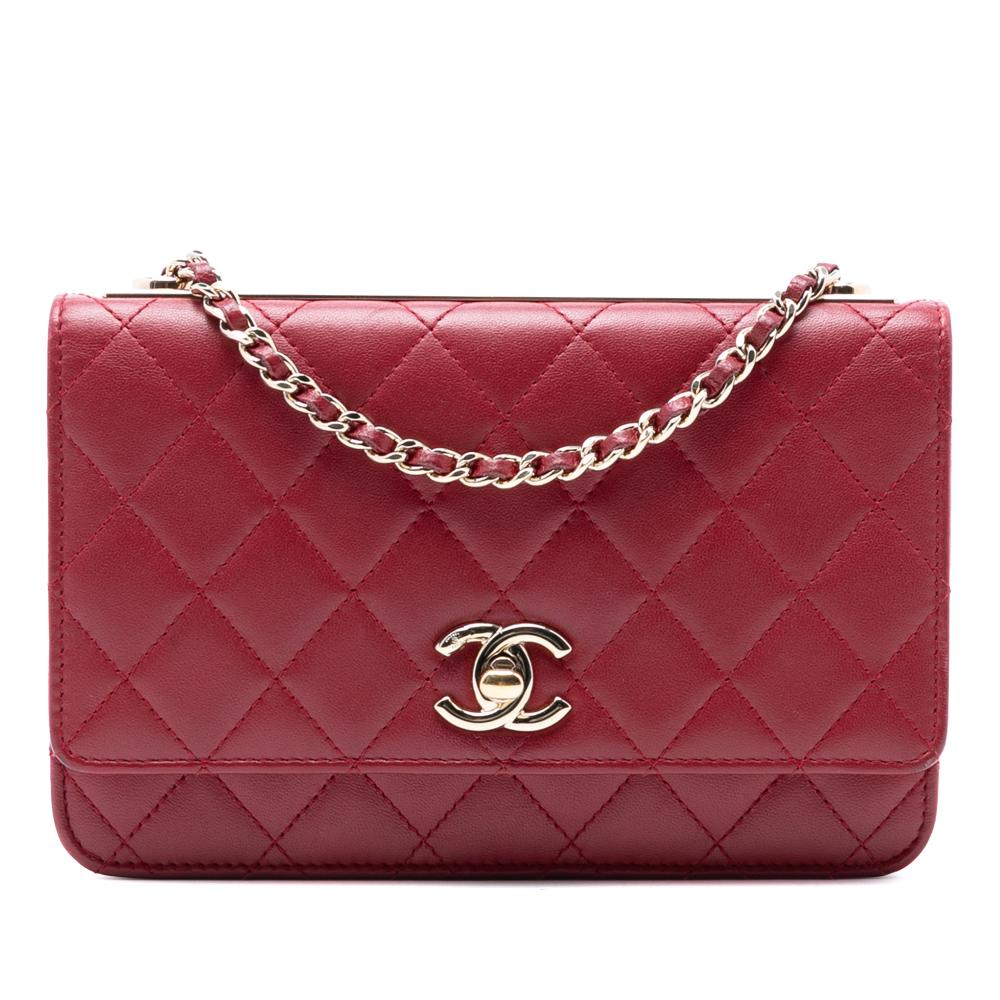 Chanel AB Chanel Red Lambskin Leather Leather Lambskin Trendy CC Wallet On Chain Italy