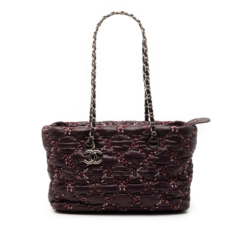 Chanel B Chanel Purple Plum Nylon Fabric Paris Byzance Tweed On Stitch Shoulder Bag Italy