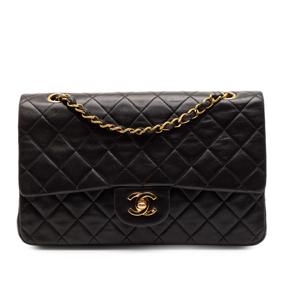 Chanel B Chanel Black Lambskin Leather Leather Medium Classic Lambskin Double Flap France