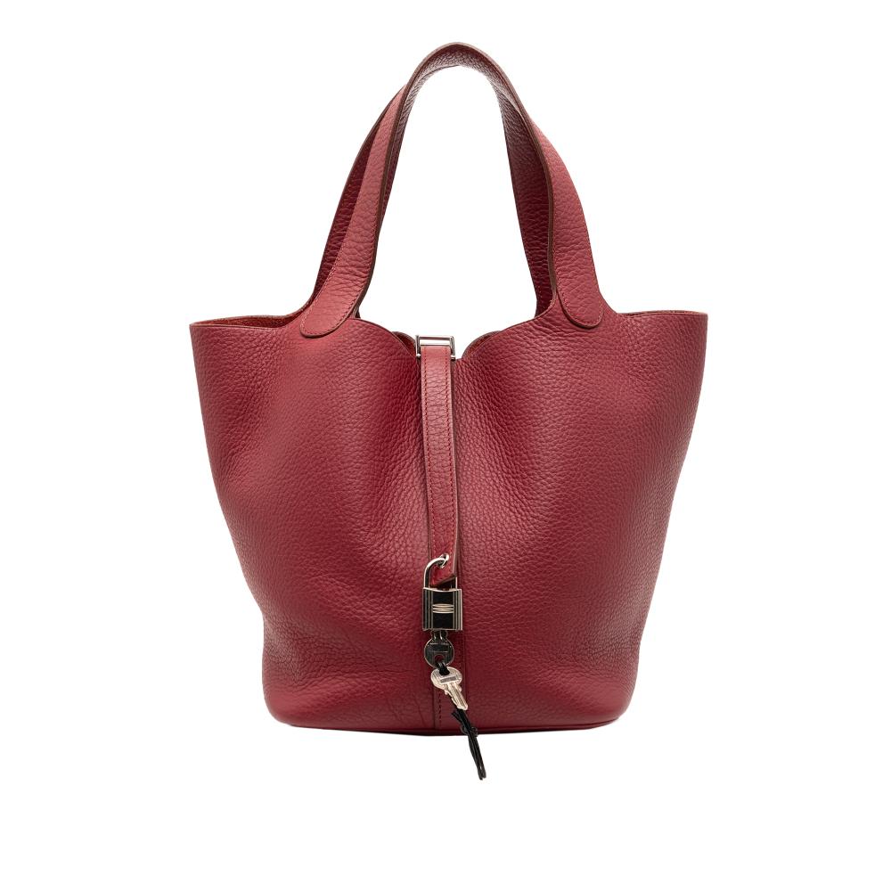 Hermès AB Hermès Red Dark Red Calf Leather Clemence Picotin Lock 22 France