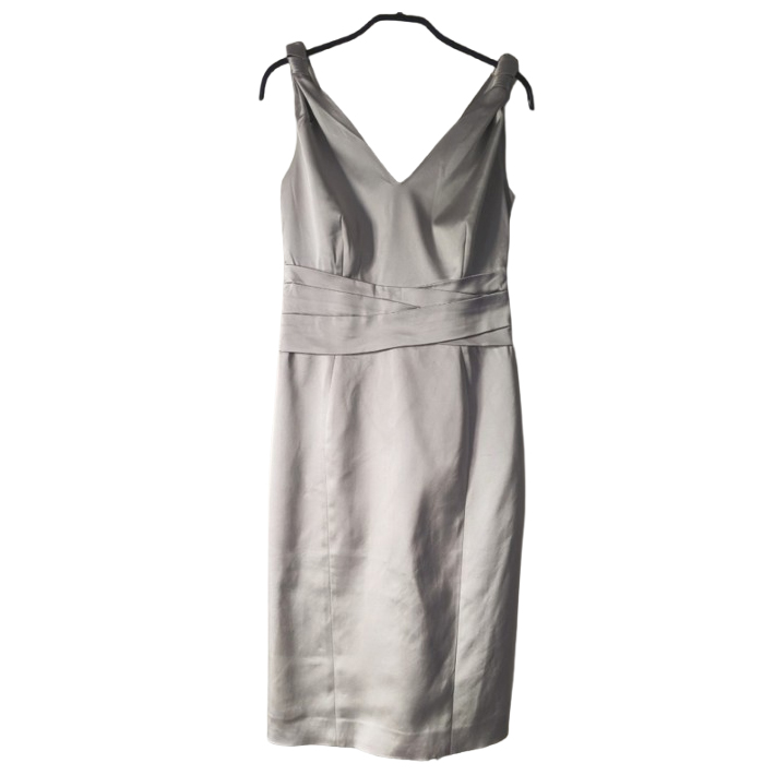 Karen Millen Pale silver satin dress 38