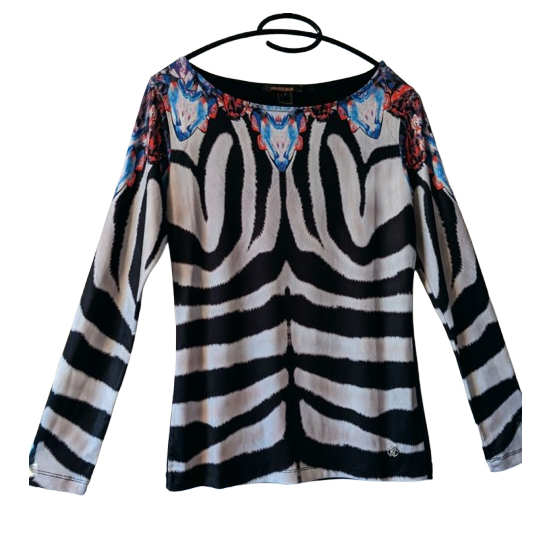 Roberto Cavalli Shirt zébré satiné fluide et doux S-M