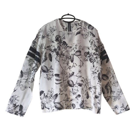 Roseanna Elegante Bluse schwarz/weiß 100% Seide 36-38