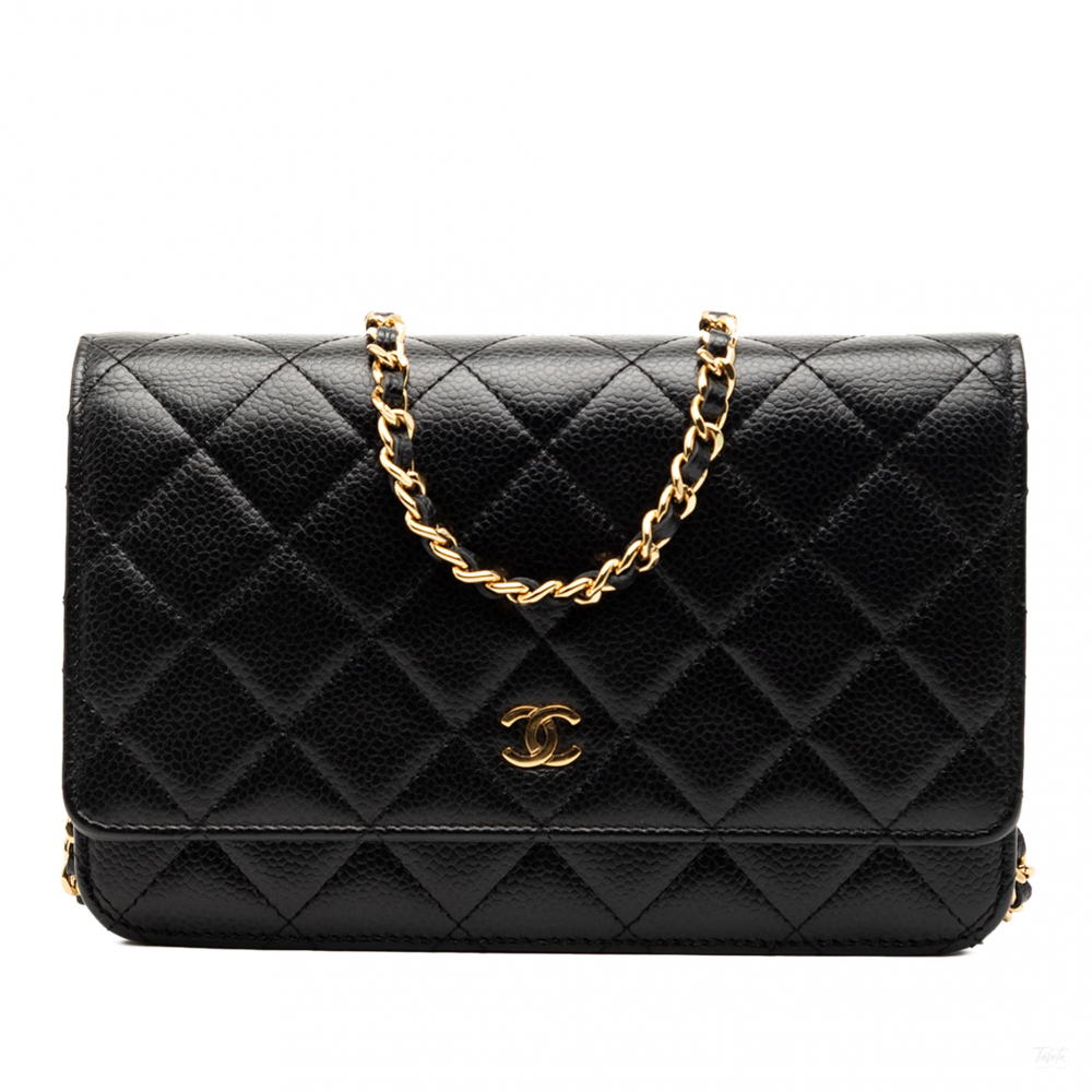 Chanel WOC Caviar Leather Quilted Flap Crossbody Black
