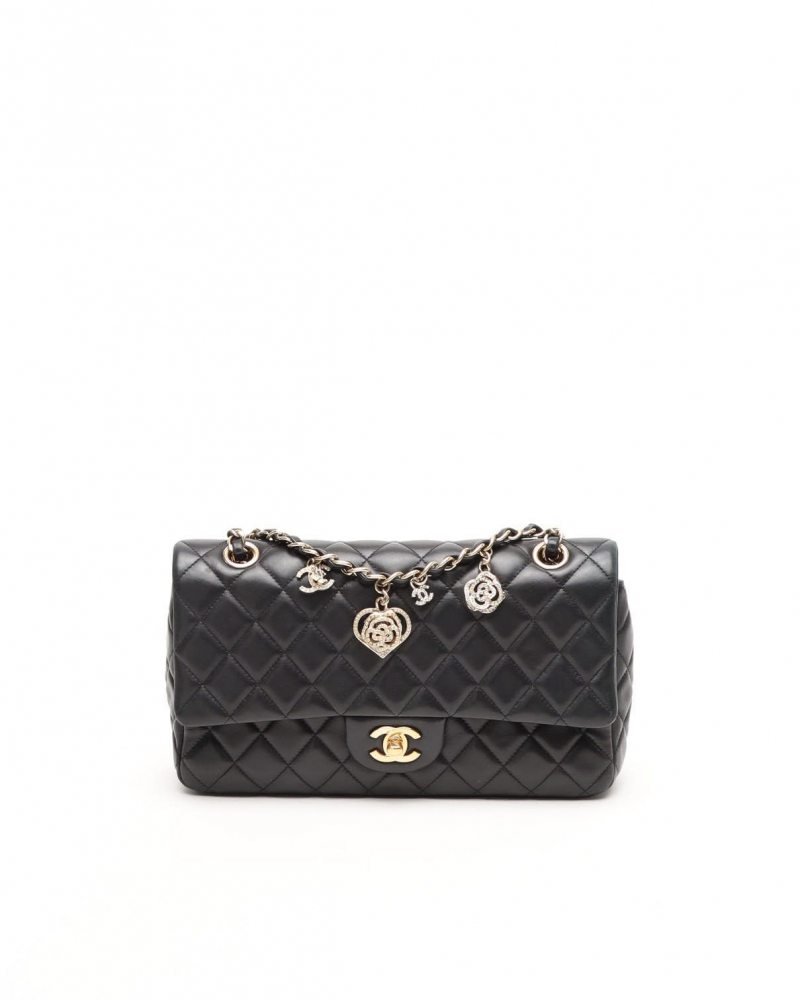Chanel Classic Medium Valentines Heart Charm Single Flap Bag