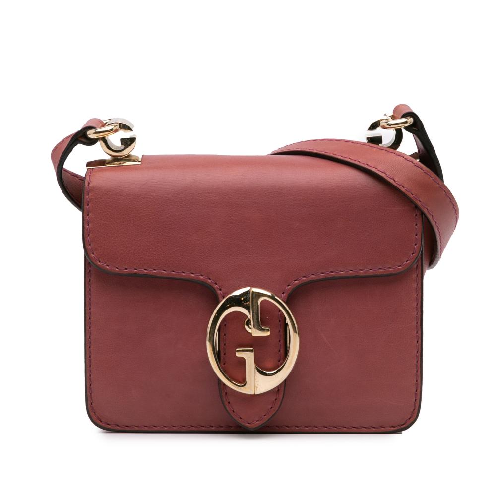 Gucci B Gucci Red Calf Leather Small 1973 Crossbody Bag Italy