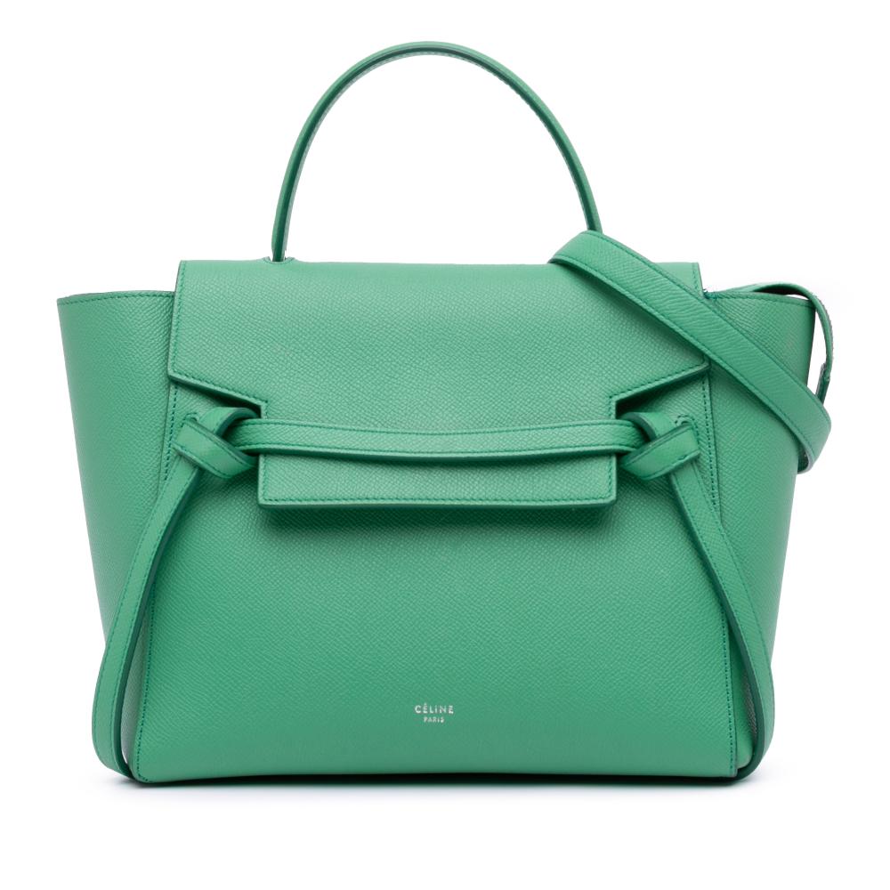 Celine B Celine Green Calf Leather Mini Grained skin Belt Bag Italy