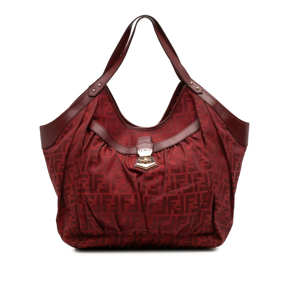 Fendi B Fendi Red Canvas Fabric Large Zucca Chef Tote Italy