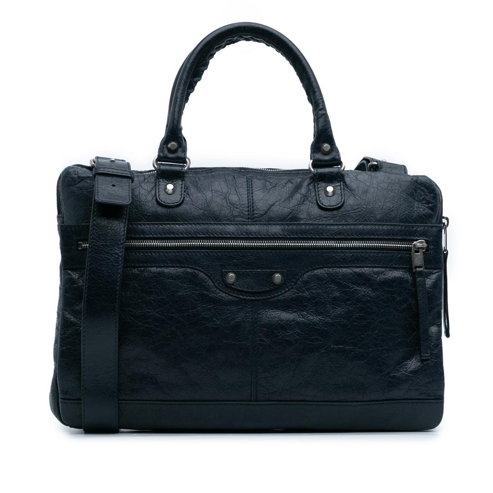 Balenciaga B Balenciaga Blue Navy Lambskin Leather Leather Lambskin Motocross Classic Briefcase Italy