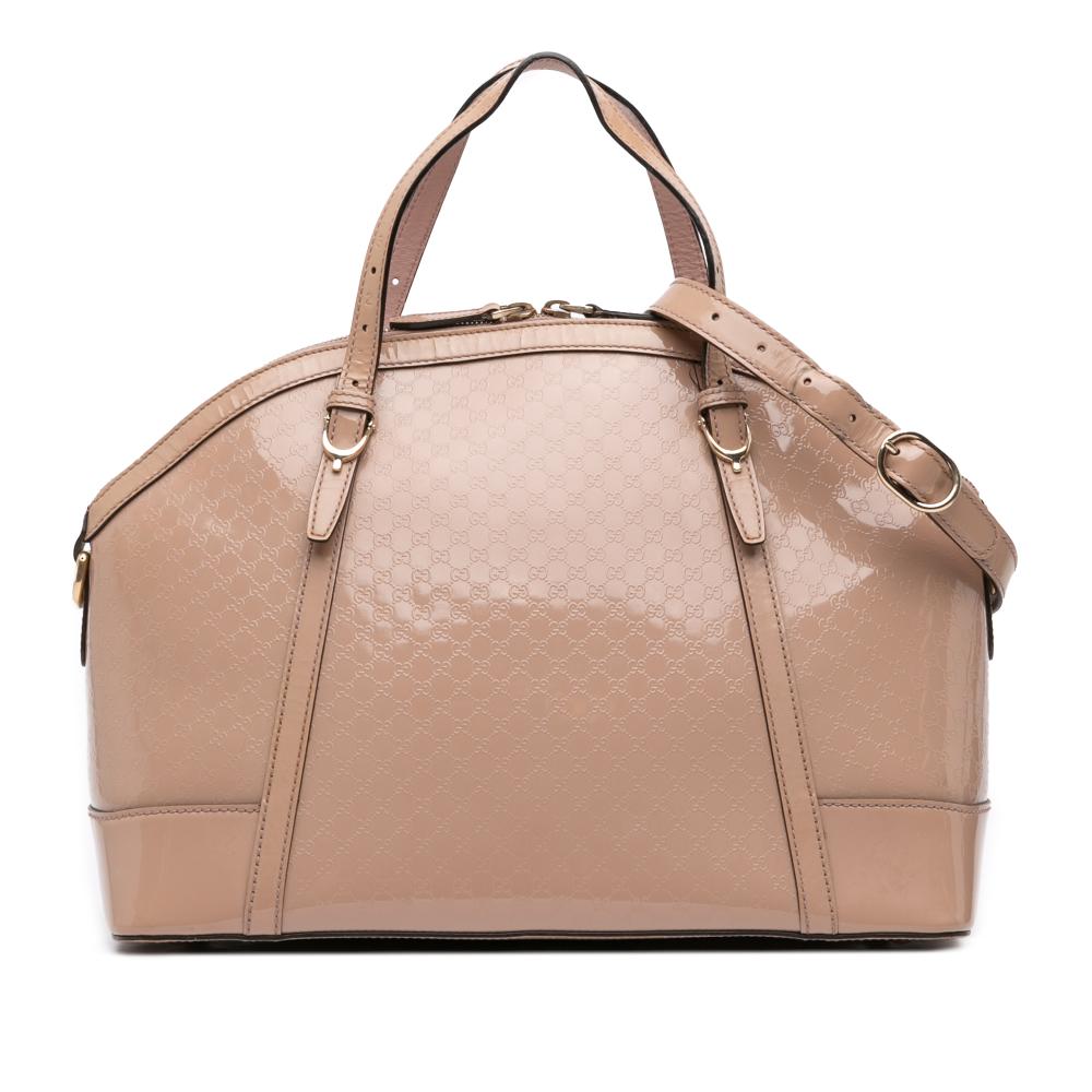 Gucci B Gucci Brown Beige Patent Leather Leather Large Microguccissima Patent Nice Dome Satchel Italy