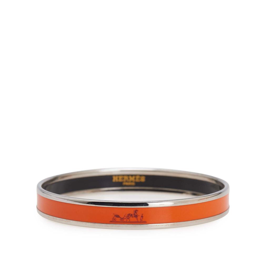 Hermès B Hermès Orange Enamel Other Narrow Caleche Bangle 62 France