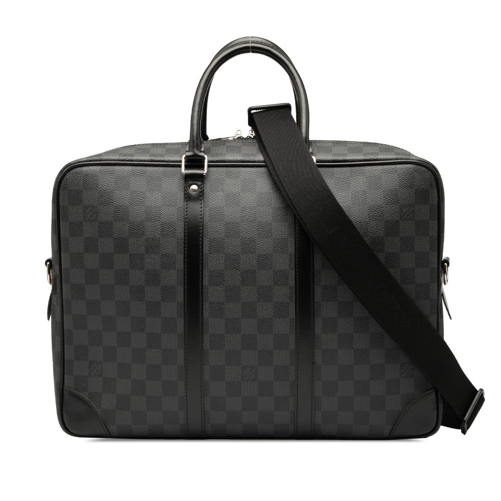 Louis Vuitton B Louis Vuitton Black Damier Canvas Fabric Damier Graphite Porte Documents Voyage PM France