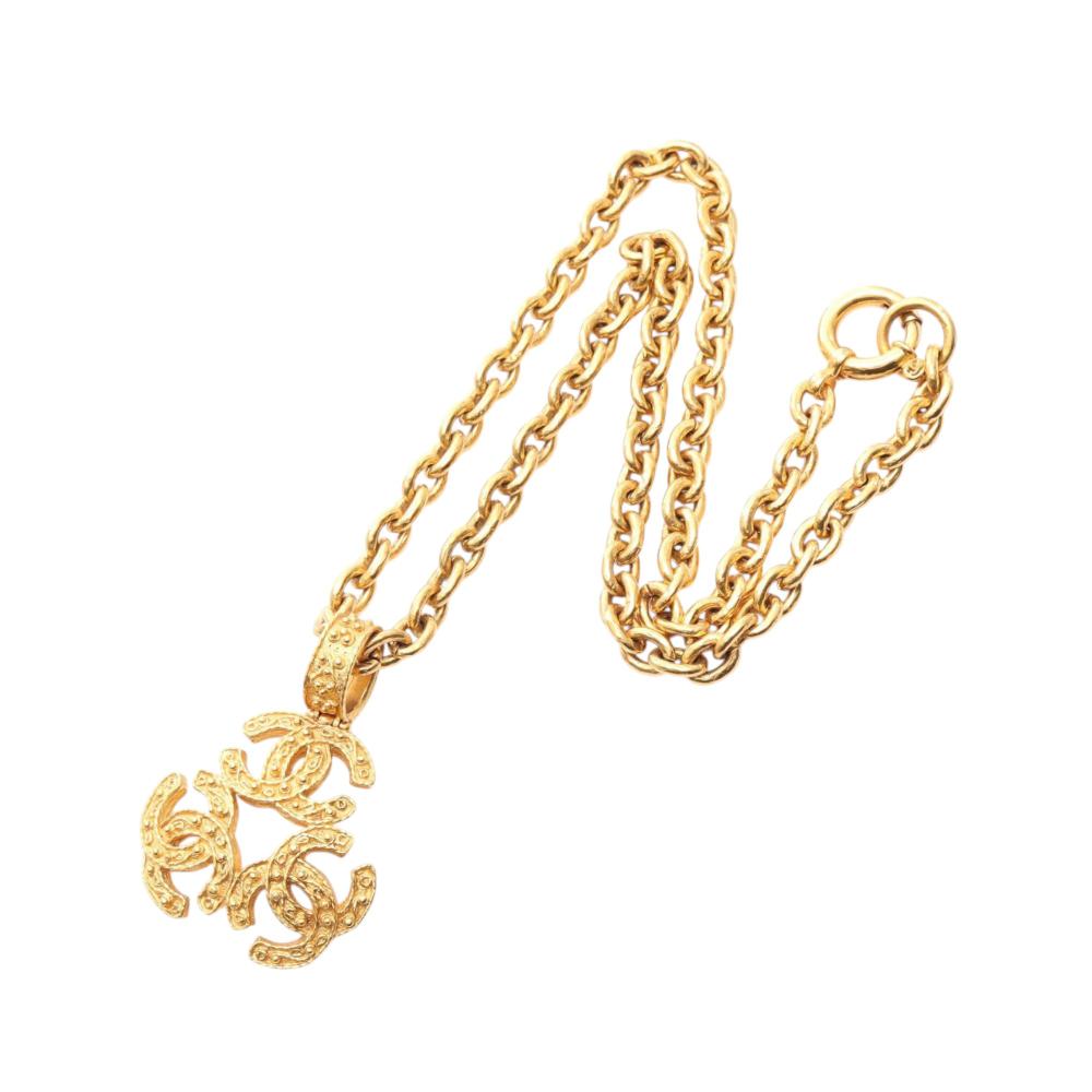 Chanel B Chanel Gold Gold Plated Metal Triple CC Pendant Necklace France