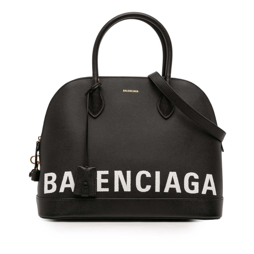 Balenciaga B Balenciaga Black Calf Leather M Grained skin Ville Top Handle Bag Italy