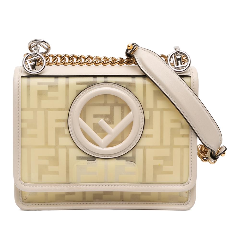 Fendi B Fendi White PVC Plastic Small Zucca Kan I F Crossbody Italy