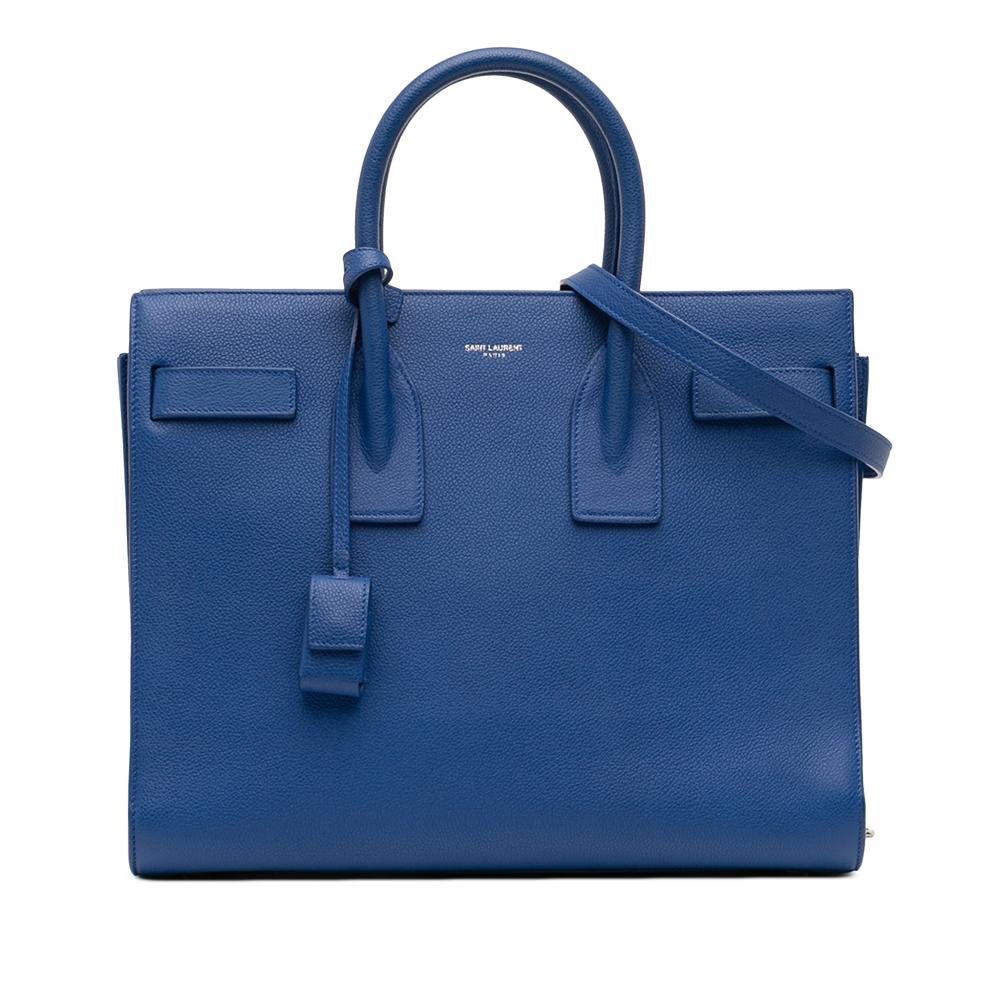 Saint Laurent B Saint Laurent Blue Calf Leather Small Sac De Jour Satchel Italy