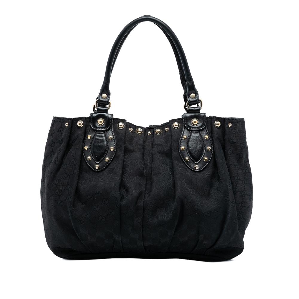 Gucci B Gucci Black Canvas Fabric GG Pelham Tote Italy