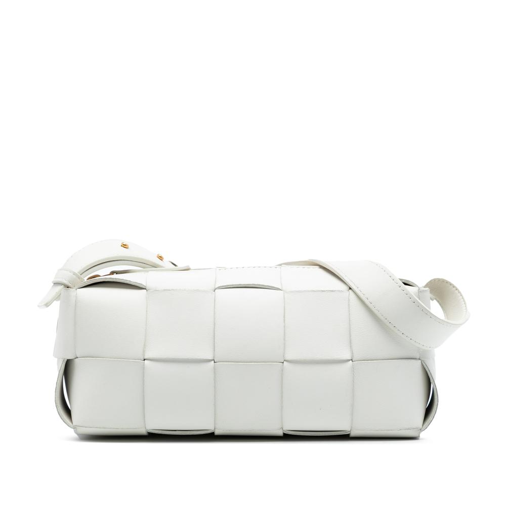 Bottega Veneta B Bottega Veneta White Lambskin Leather Leather Small Lambskin Intrecciato Brick Cassette Italy