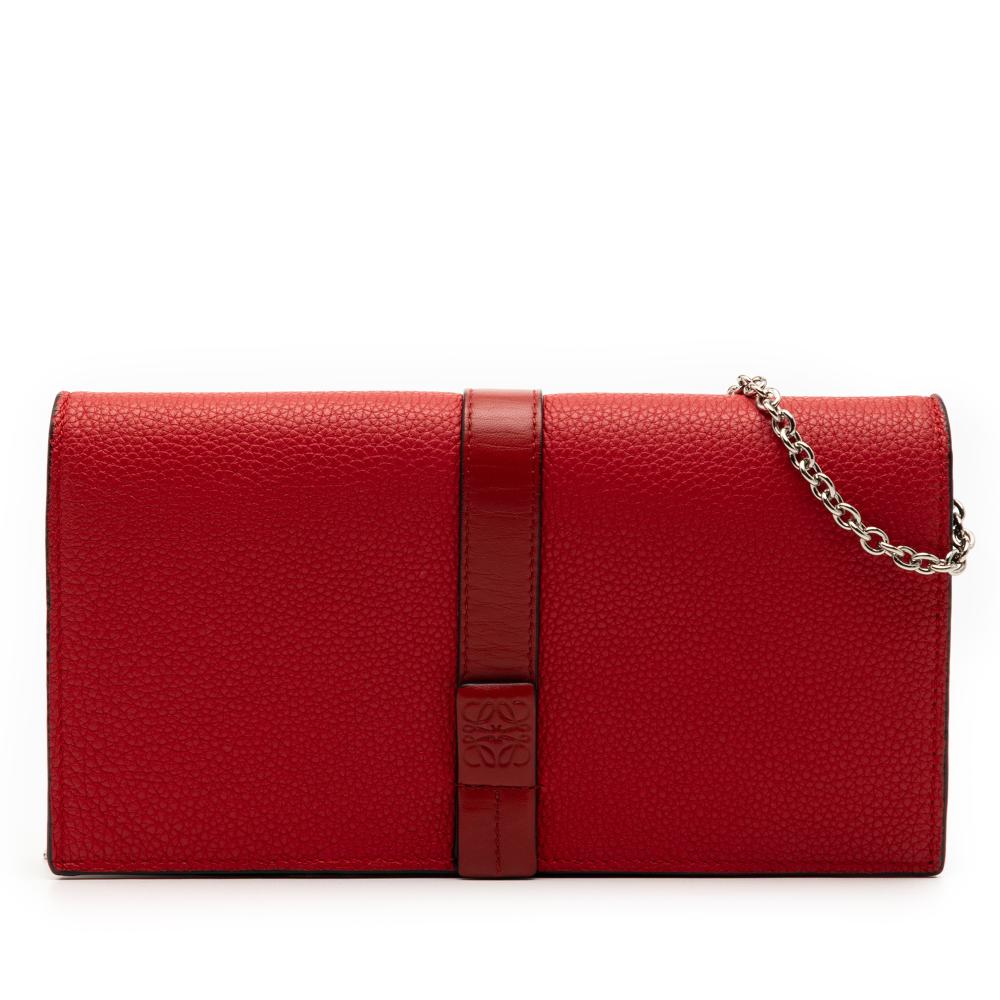 Loewe AB LOEWE Red Calf Leather Pebbled skin Wallet on Chain Spain