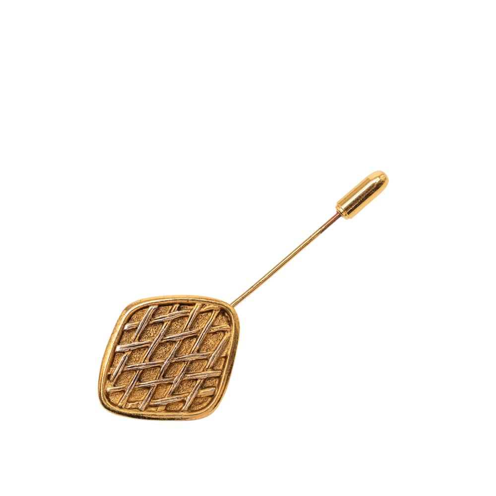 Chanel AB Chanel Gold Gold Plated Metal Lattice Diamond Pin Brooch France