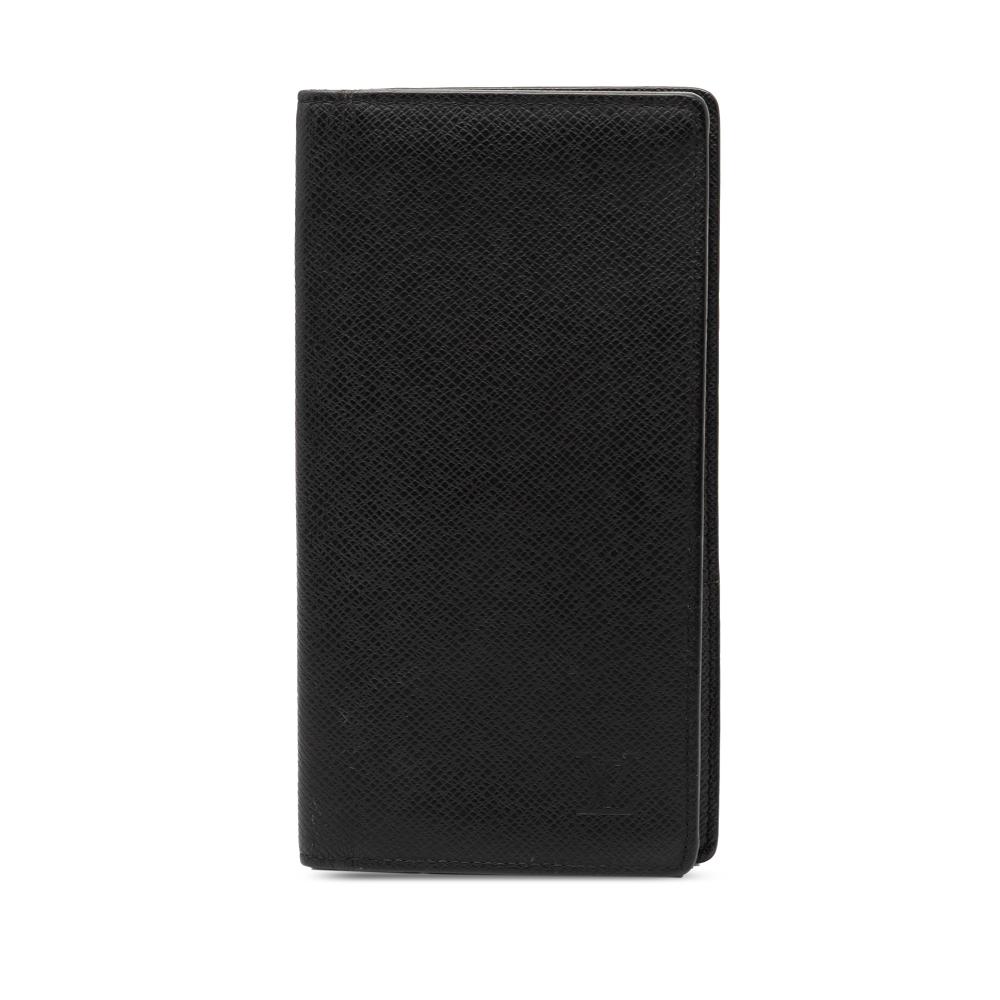 Louis Vuitton B Louis Vuitton Black Taiga Leather Leather Taiga Brazza Wallet France