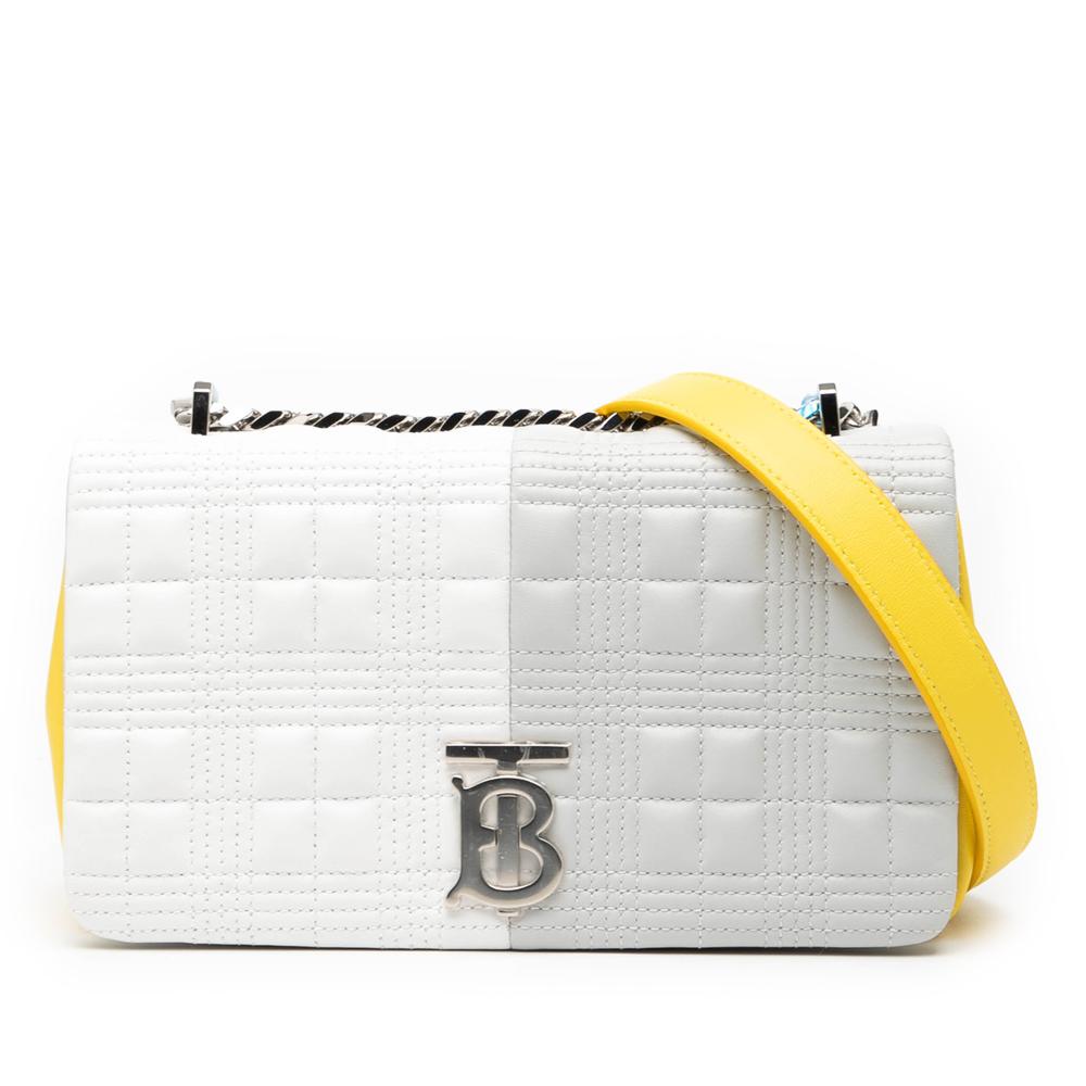 Burberry AB Burberry White Lambskin Leather Leather Small Tricolor Quilted Lambskin Lola Crossbody Italy