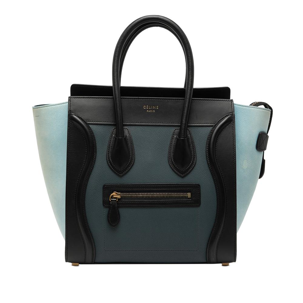 Celine B Celine Blue Dark Blue Calf Leather Micro Tricolor Nubuck and Drummed skin Luggage Tote Italy