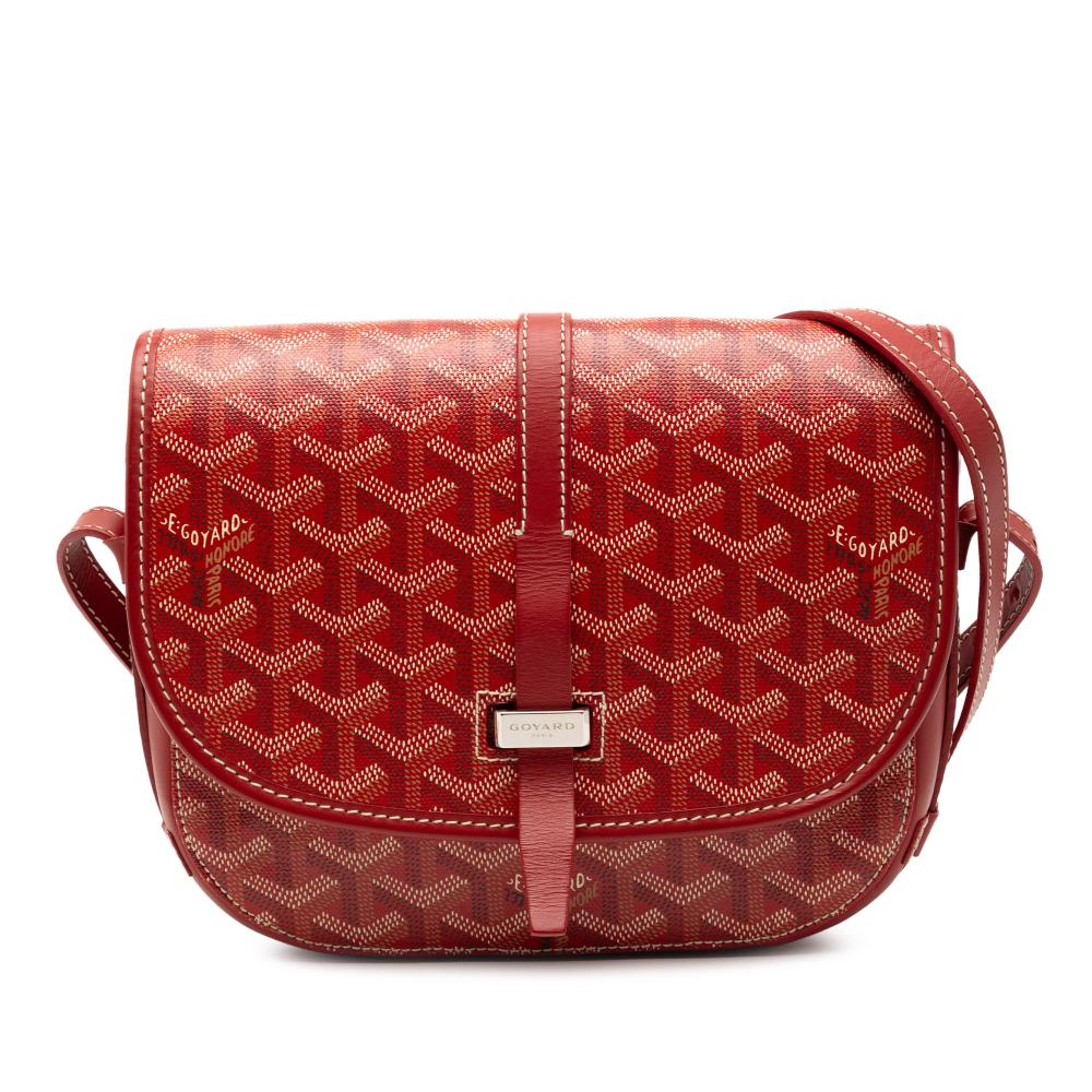 Goyard AB Goyard Red Coated Canvas Fabric Goyardine Belvedere II PM France