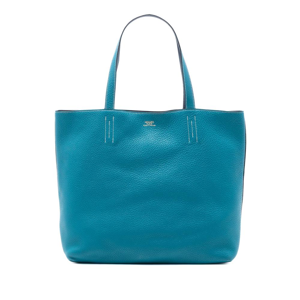 Hermès AB Hermès Blue Turquoise Calf Leather Clemence Double Sens 36 France