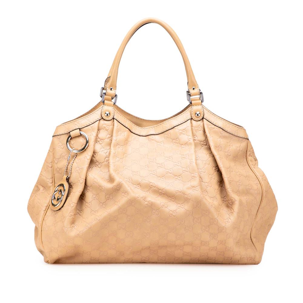 Gucci AB Gucci Brown Beige Calf Leather Large Guccissima Sukey Tote Italy