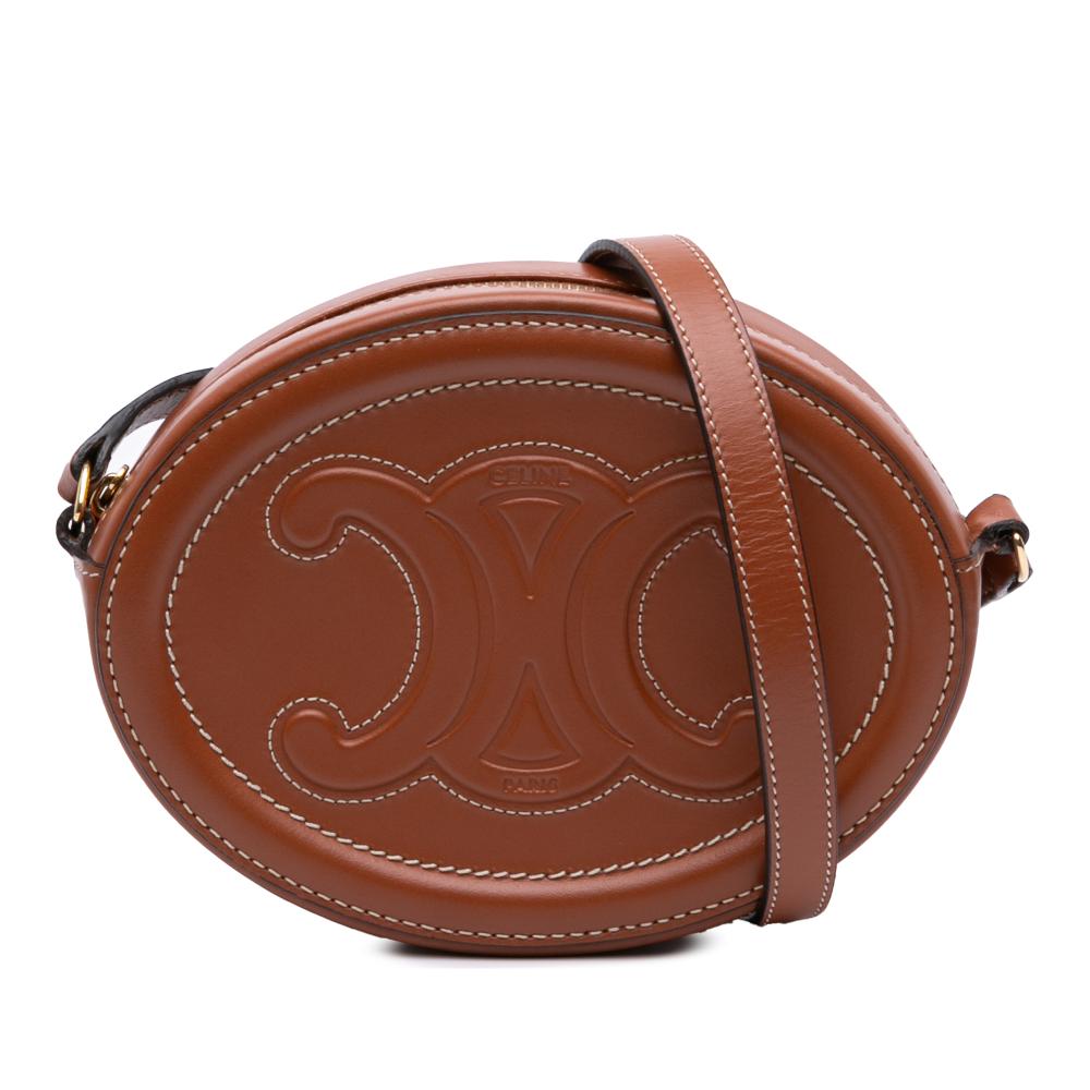 Celine AB Celine Brown Calf Leather Small skin Cuir Triomphe Oval Crossbody Italy