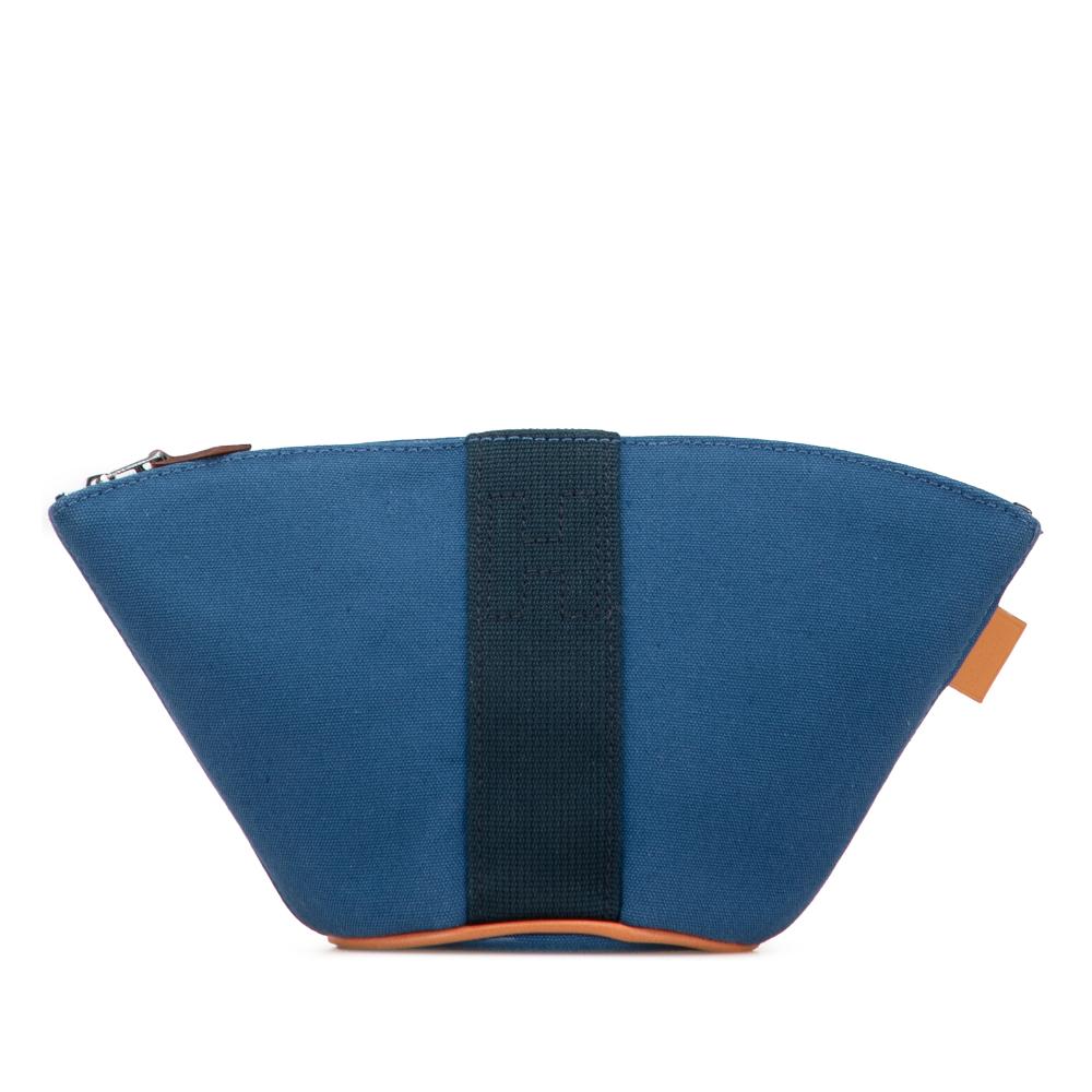 Hermès AB Hermès Blue Canvas Fabric Mini Toile Palmyre Pouch France